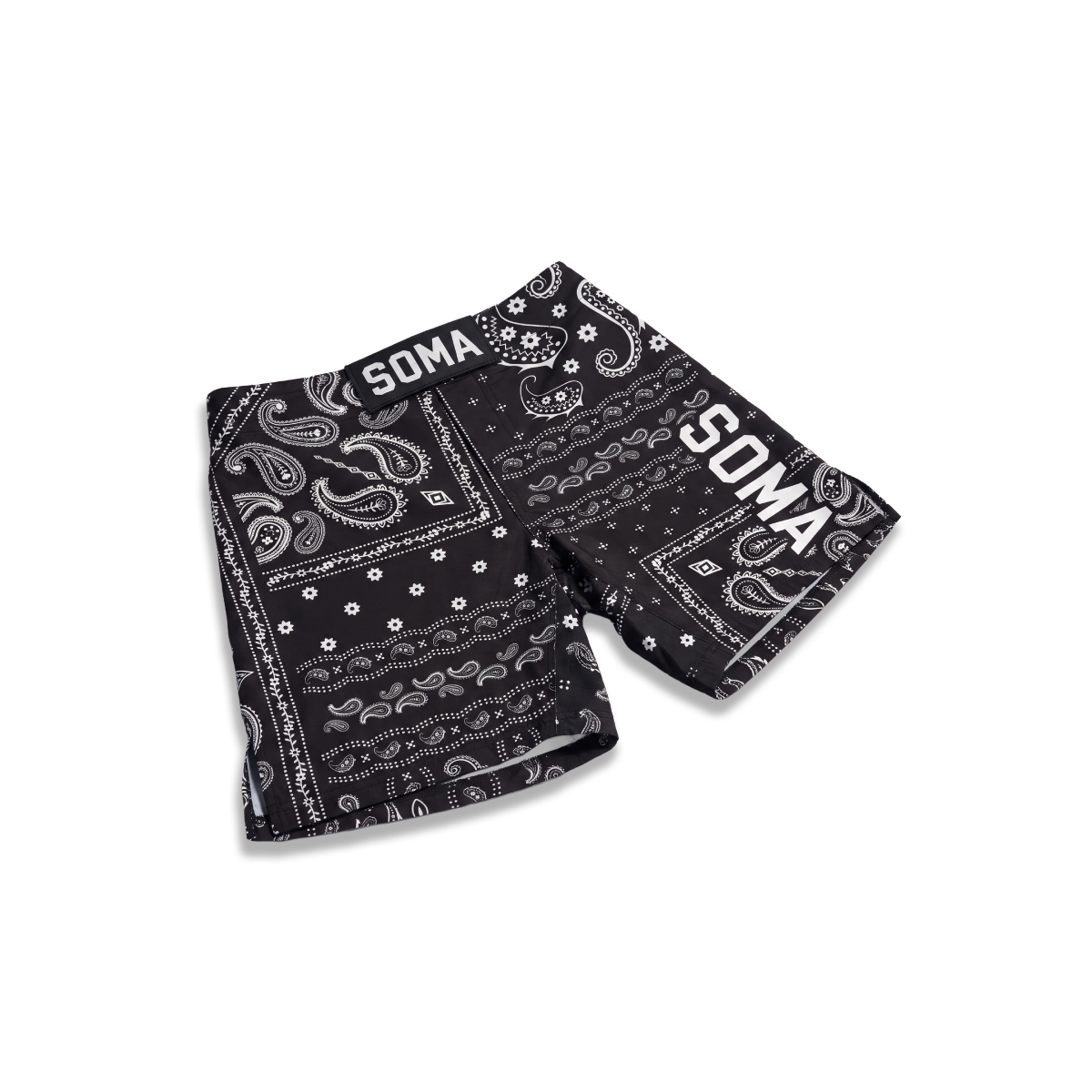 BLACK BANDANA MMA SHORTS
