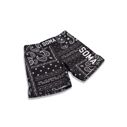 BLACK BANDANA MMA SHORTS
